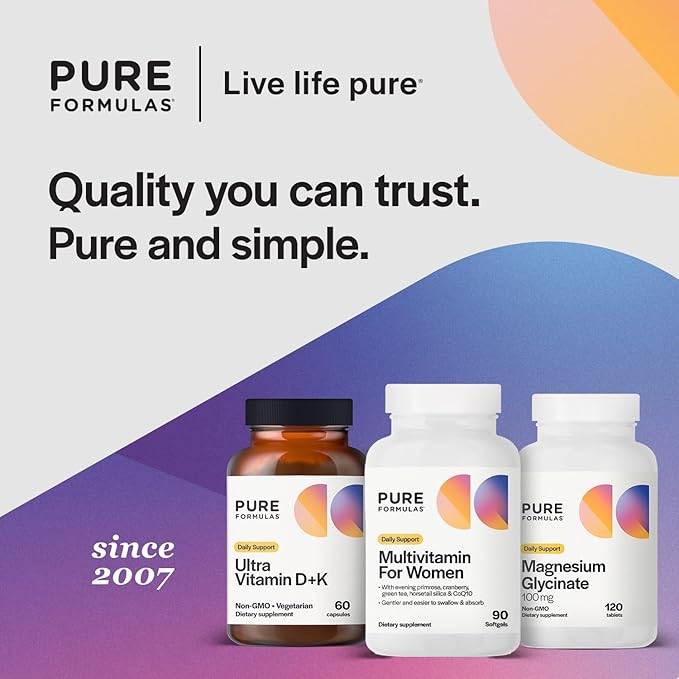 PureFormulas Women's Multivitamin for Women's Daily Wellness Energy and Vitality with Evening Primrose Cranberry Green Tea Horsetail Silica and CoQ10-30 Servings