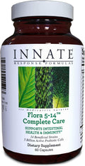 INNATE Response Formulas Flora 5-14 Complete Care - Probiotic Supplement - 5 Billion CFU - 14 Probiotic Strains - Supports Digestive Health - Vegetarian - Made Without 9 Food Allergens - 60 Capsules