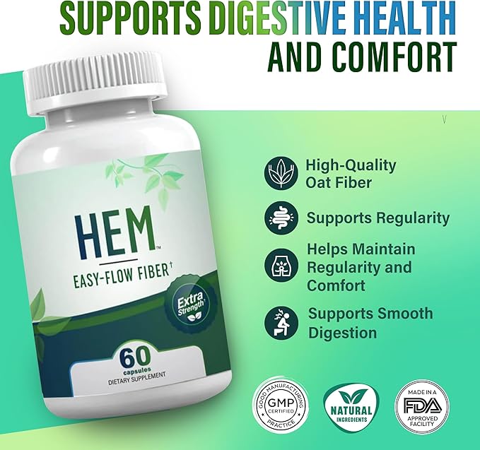 Easy-Flow Fiber – Plant-Based Oat Fiber Supplement for Constipation Bloating and Gas Relief | Gentle Digestion and Hemorrhoid Support | Non-Psyllium Gluten-Free (Pack of 1)