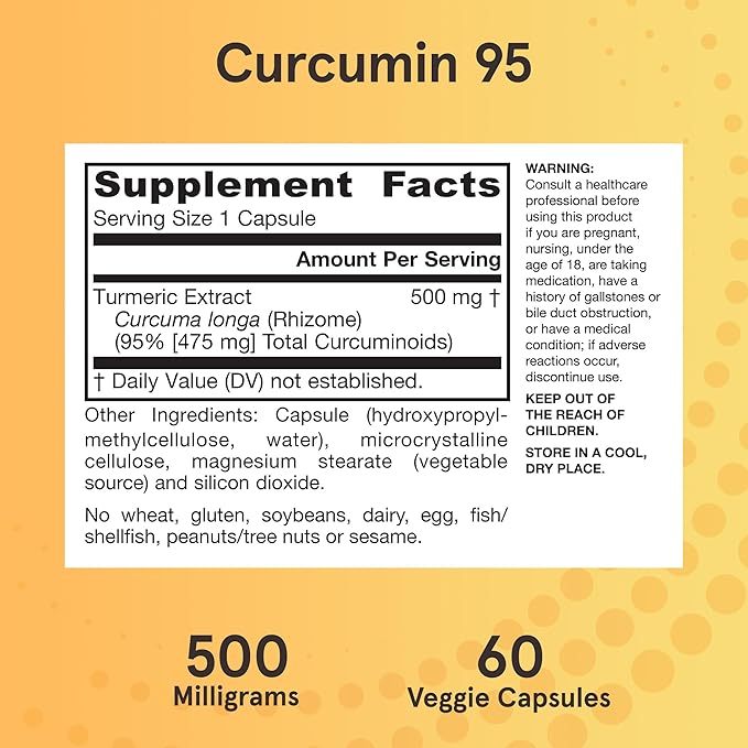 Jarrow Formulas Curcumin 95 Supplement - Turmeric Extract Supplement 500 mg for Antioxidant &amp Joint Support 60 Capsules