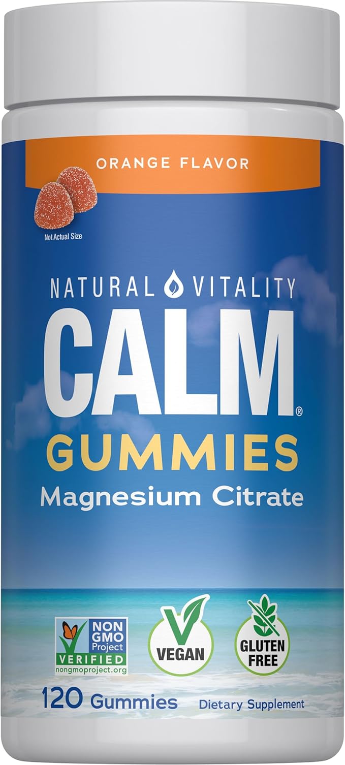 Natural Vitality Calm Magnesium Gummies | 330mg Per Serving | Orange Flavored Supplement | Gluten-Free &amp Vegan | 120 Count