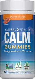 Natural Vitality Calm Magnesium Gummies | 330mg Per Serving | Orange Flavored Supplement | Gluten-Free &amp Vegan | 120 Count