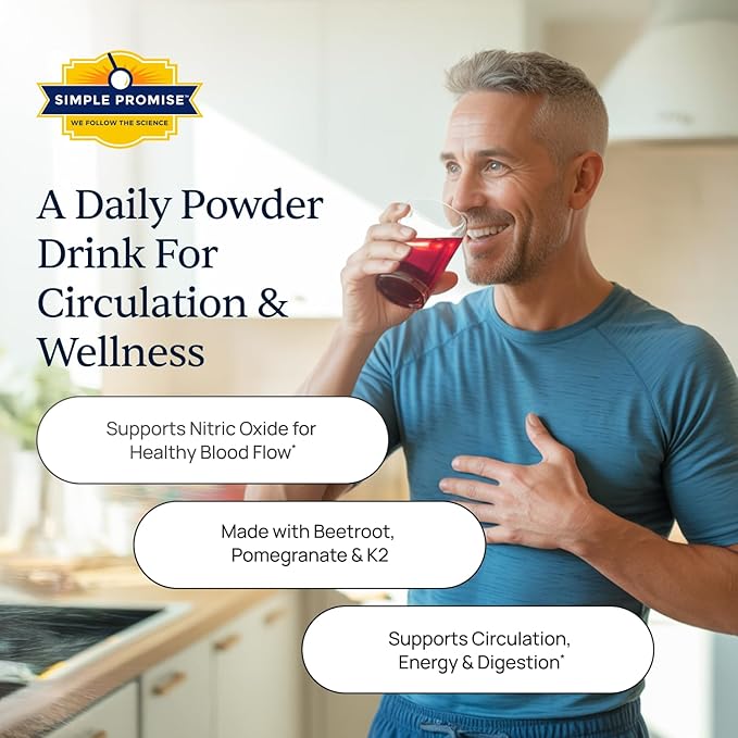 VenoPlus 8 - Beet Root Powder Nitric Oxide Booster Supplement For Men &amp Women - Supports Healthy Blood Flow For Heart &amp Energy - Pomegranate Vitamin K2 Antioxidants &amp Prebiotic Fiber - 3