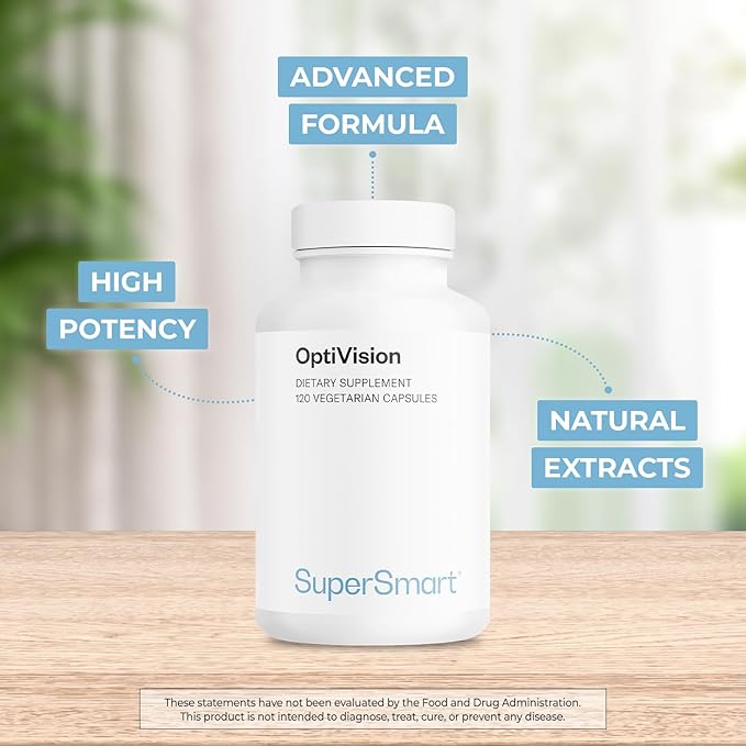 Supersmart - OptiVision (Advanced Formula) - with Bilberry Extract Black Currant Lutein Zeaxanthin Astaxanthin - Eyes Supplement | Non-GMO &amp Gluten Free - 120 Vegetarian Capsules