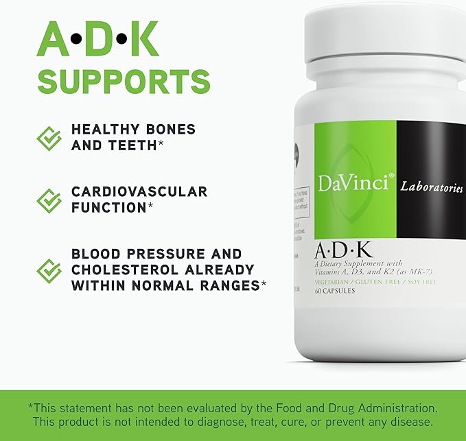 DAVINCI Labs Daily Nutrients Bundle: ADK (60 Caps) &amp Tri-Mag 300 (120 Caps) - Helps Support Bone Health Adrenal Health Heart Health &amp More* - Vegetarian Gluten Free Soy Free