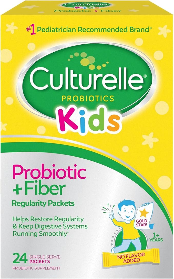 Culturelle Kids Probiotic + Fiber Packets (Ages 3+) - 24 Count - Digestive Health &amp Immune Support &amp Kids Complete Chewable Multivitamin + Probiotic for Kids Ages 3+ 50 Count