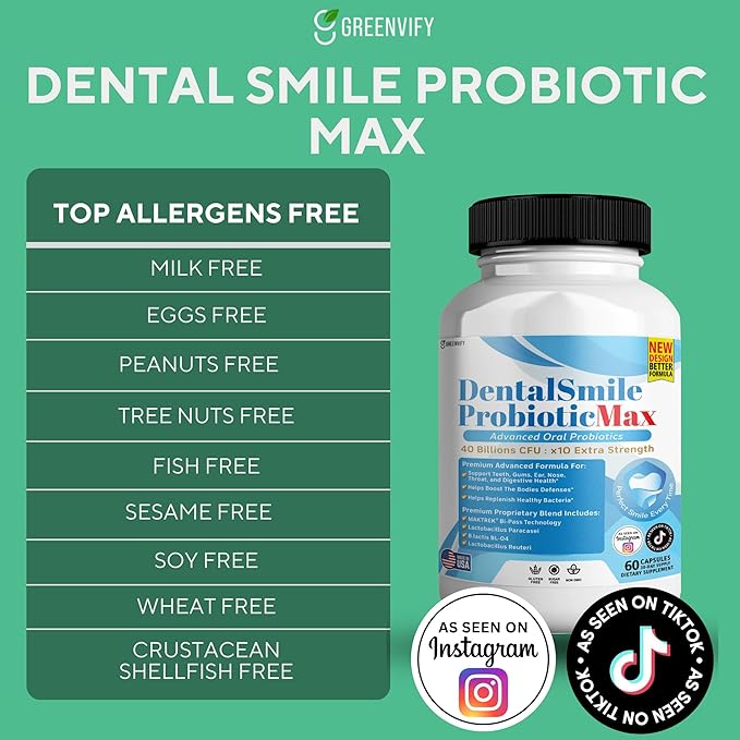 DentalSmile ProbioticMax Advanced Oral Probiotic Supplement 40 Billion CFU 60 Capsules Gluten Free (2)
