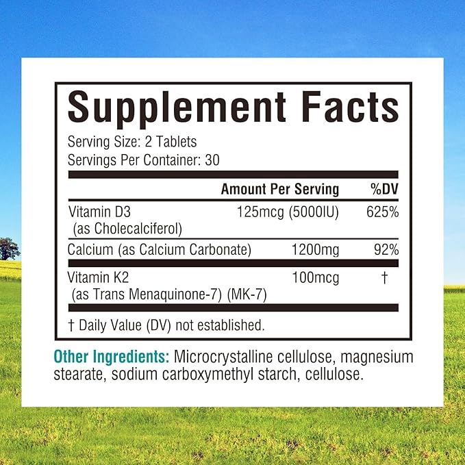 Innate Vitality Calcium 1200mg with D3 &amp K2 + Magnesium Glycinate 500mg Bundle | High Absorption Mineral Complex for Bone Density Circulatory Wellness &amp Nerve Function | Non-GMO Vegan Friend