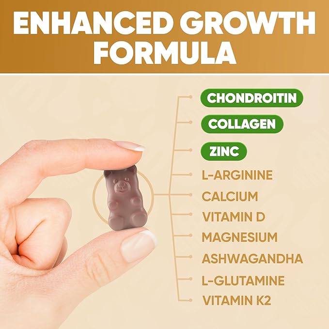 Height Growth Increase Vitamin Gummies Calcium 100mg Magnesium Glycinate 30mg Zinc Ashwagandha Vitamin K2 D3 25mg Grow Tall Maximizer Supplement Multivitamin for Kids Teens Boy &amp Girl Adul
