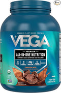 Vega All in One Nutrition Organic - 20g Plant-Based Pea Protein Chocolate 42 Servings Vitamins A &amp C Probiotics Greens Vegan Keto Gluten Free 61.8oz (Packaging May Vary) (Pack of 6)