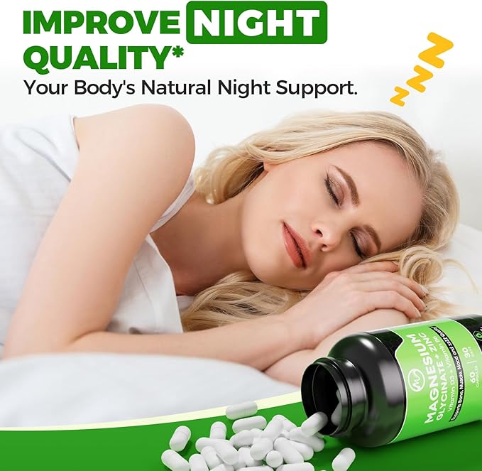 (2 Pack) Magnesium Glycinate Capsules Magnesium Supplement with Zinc Vitamin D3 &amp B6 - Highly Bioavailable and Absorption - Bone Heart Joint Immune Support 120 Vegan Capsules