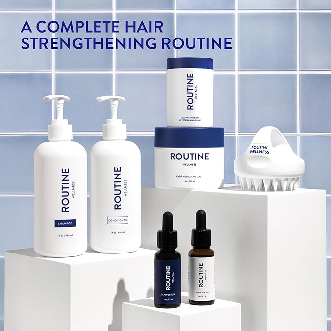 Routine Wellness Hair Growth Supplement – CLINICALLY Tested Thicker Fuller-Looking Hair Support with Biotin &amp Key Nutrients Vegetarian &amp Gluten-Free Vitamins - 2 Bottles 60 Day Supply