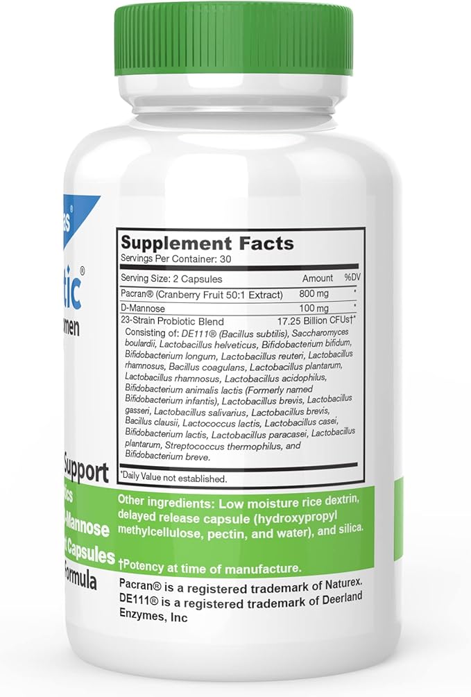 DrFormulas Cranberry Probiotics for Women Vaginal Health &amp Urinary Tract with Fiber Prebiotic &amp D Mannose | Nexabiotic Feminine Health Vaginosis with Lactobacillus Acidophilus for Yeast 60 C