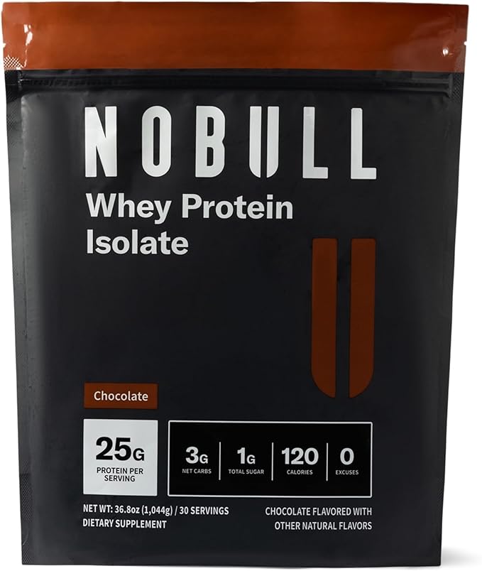 NOBULL Grass-Fed Whey Protein Isolate | Clean Whey Protein Powder for Muscle Growth Recovery &amp Performance Nutrition Chocolate 30 Servings