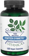 Vitanica FemTeen Symmetry Vitamins for Teens Daily Multivitamin Vegan 120 Capsules
