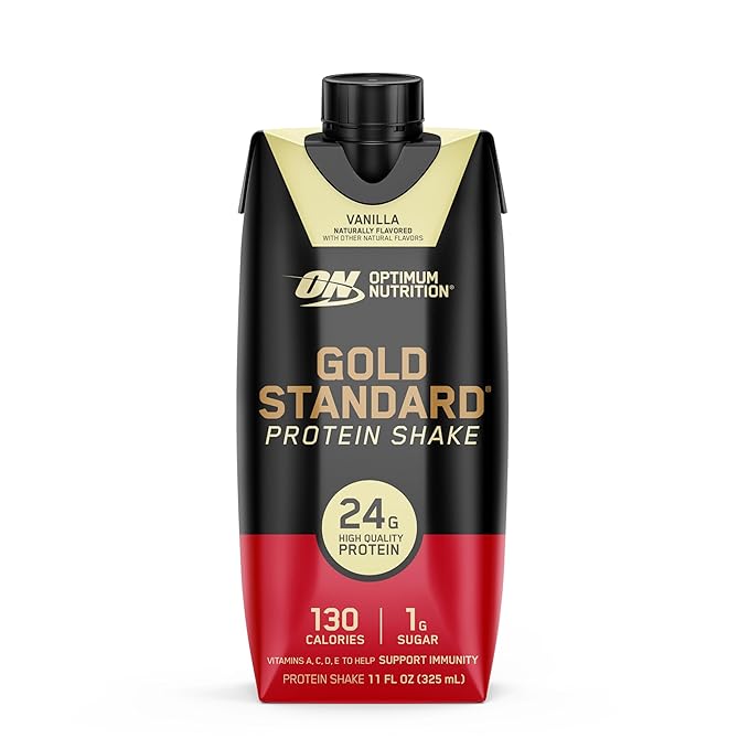 Optimum Nutrition Gold Standard Protein Shake 24g Protein Ready to Drink Protein Shake Gluten Free Vitamin C for Immune Support Vanilla 11 Fl Oz 12 Count (Pack of 1) (Packaging May Vary)