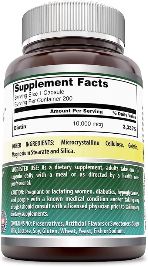 Amazing Nutrition Biotin 10000 Mcg Dietary Supplement 200 Capsules (200 Capsules (Pack of 3))