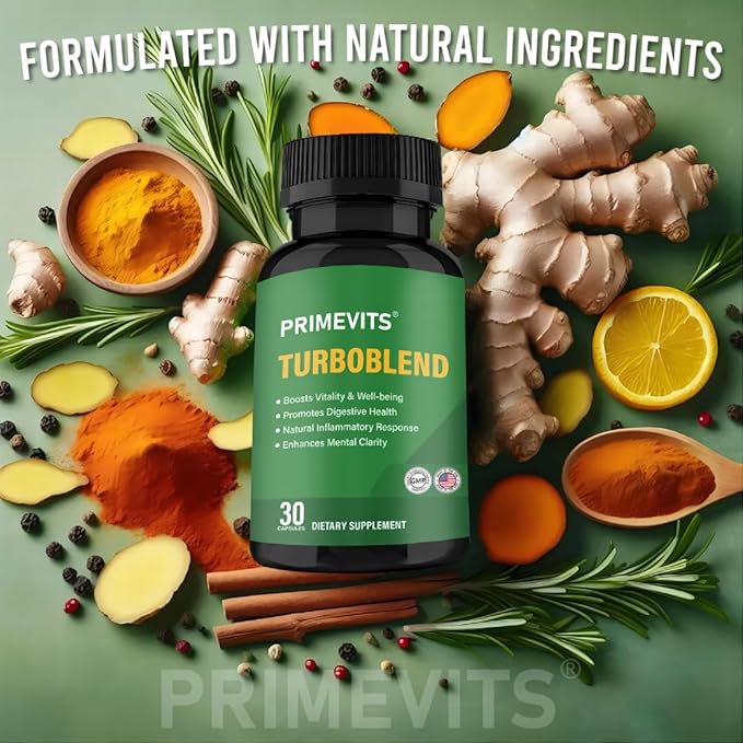 TurboBlend &amp Vitamin D3 50000IU – Energy Boosting Immune Support Supplement with 30 Capsules + 12 Tablets for Overall Body Strength &amp Vitality.