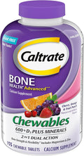 Caltrate Chewables 600 +D3 Plus Minerals Calcium and Vitamin D Sugar Free Cherry Orange and Fruit Punch 155 count