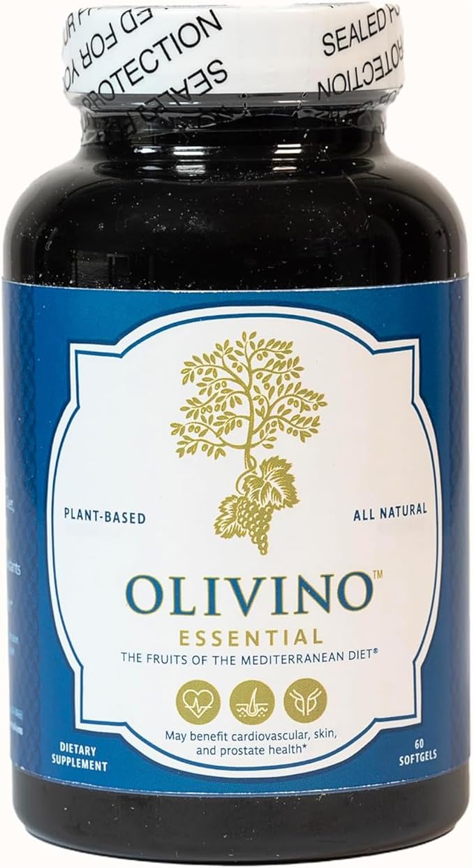 Essential Dietary Supplement: Three Key Fruits of The Mediterranean Diet® (Olives Grapes Tomatoes) - Plant-Based Softgels (60 Day Supply)