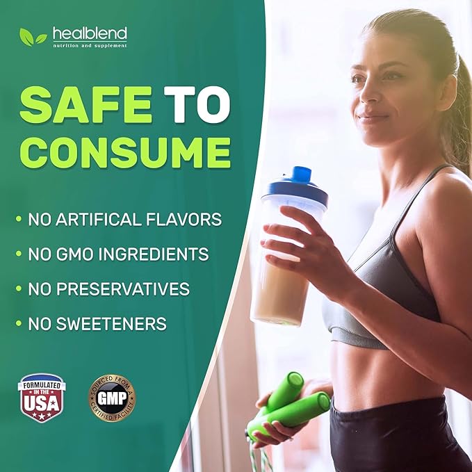 healblend Plant-Based Protein Powder Vegan Dietary Supplement - Gluten-Free Non-GMO Erythritol-Free Soy-Free Dairy-Free Pea Protein for Women and Men