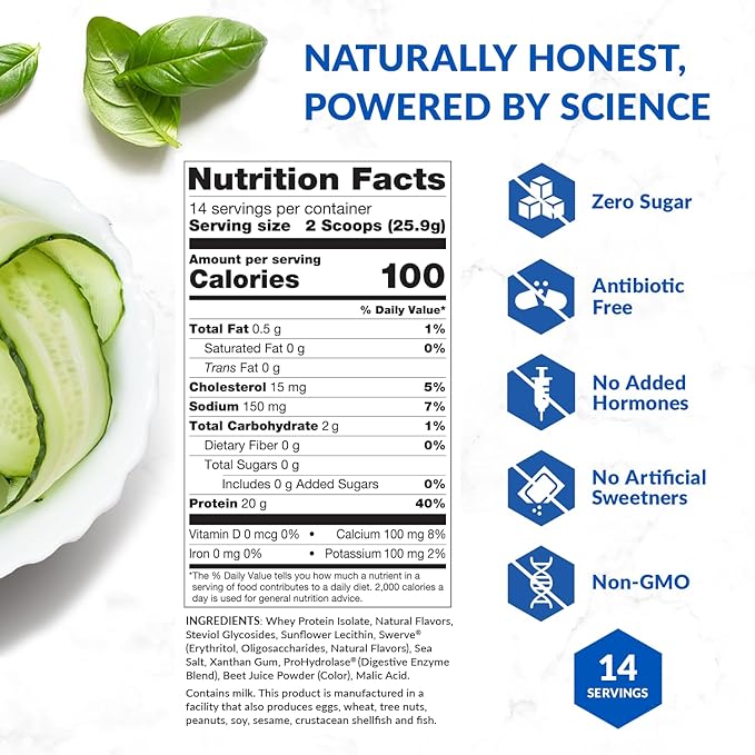 BioTrust Low Carb Lite 20 Grams of Grass-Fed Whey Protein Isolate 100 Calories ProHydrolase Digestive Enzymes Non-GMO Free from Soy and Gluten rBGH-Free (14 Servings) (Strawberries and Cream)