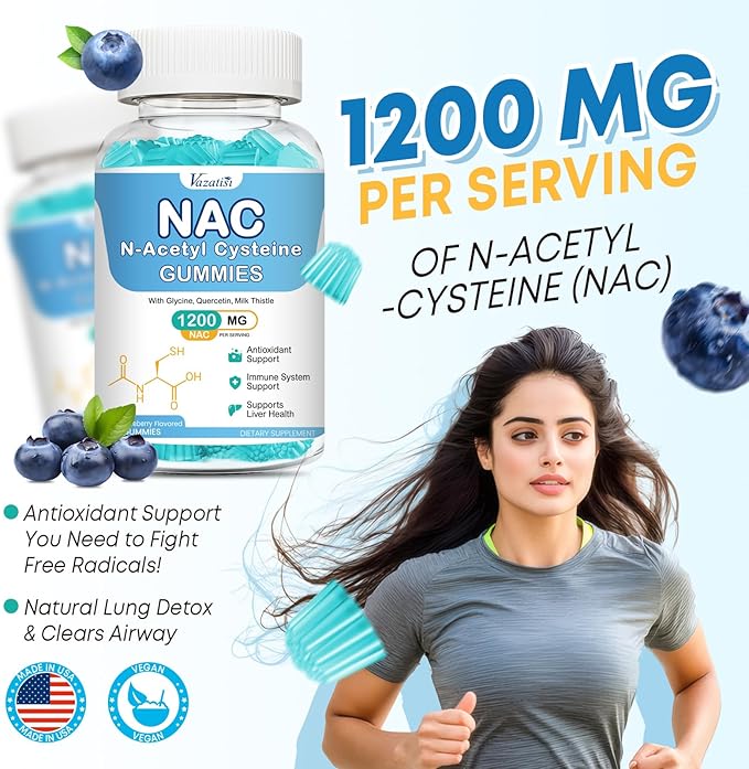 NAC Gummies NAC Supplement with Milk Thistle Selenium B6 B12 - Antioxidant Immune Support - N Acetyl Cysteine 600 mg per Gummy - 2 Month Supply 120 Cts