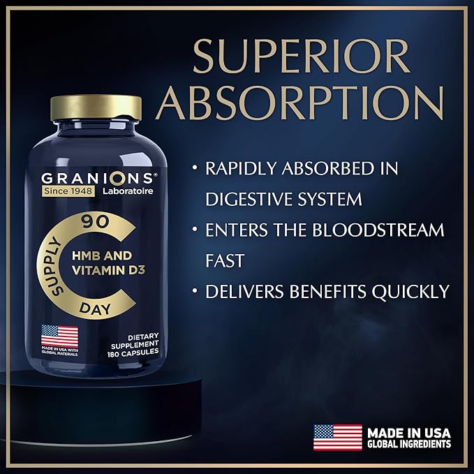 Vitamin D3 HMB Supplements for Men and Women - 1000 MG Calcium beta-Hydroxy beta-methylbutyrate per Serving - Daily Nutritional Support for Muscle Function and Bone Health - 3-Month Supply 360 Caps