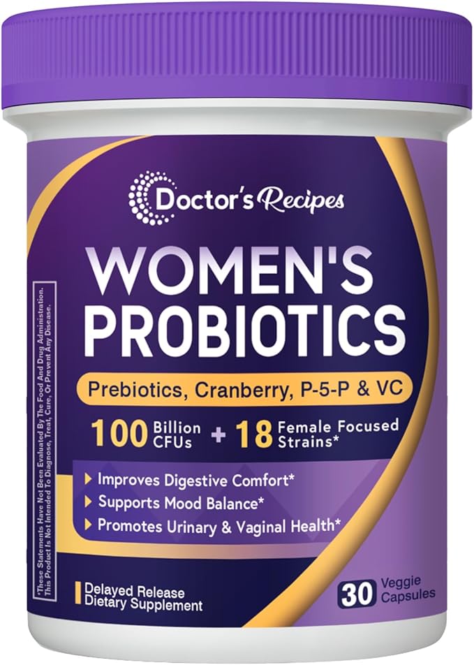 Doctor's Recipes Women's Wellness Pair: Glutathione with Milk Thistle + 100B Probiotic with Cranberry for Vaginal &amp Urinary Health