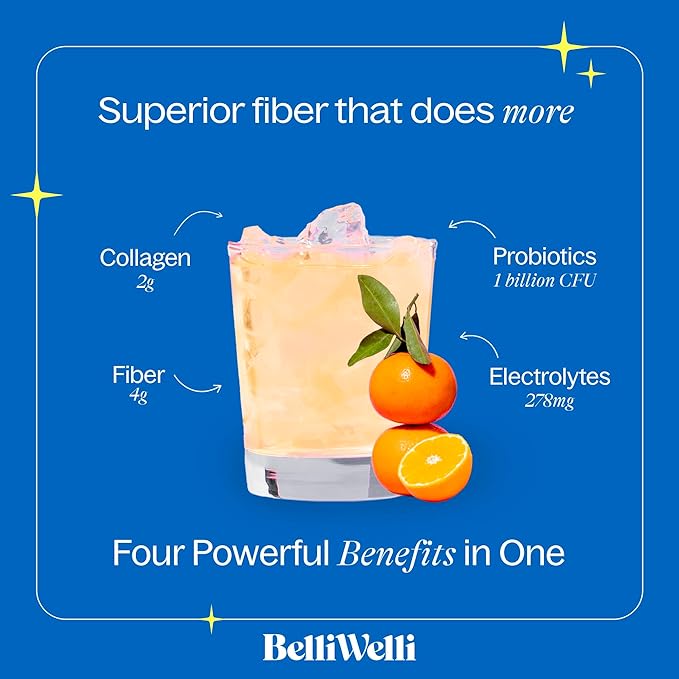 Belli Welli Daily Fiber Supplement for Women &amp Men Bundle – Premium Fiber Powder from Organic Acacia with Added Collagen Electrolytes &amp Probiotics – No Bloat Constipation &amp Gut Health Su