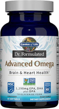 Garden of Life Dr. Formulated Advanced Omega Fish Oil - Lemon 1290mg EPA DHA + DPA in Triglyceride Form Single Source Omega 3 Supplement for Ultimate Brain &amp Heart Health Non-GMO 60 Softgels