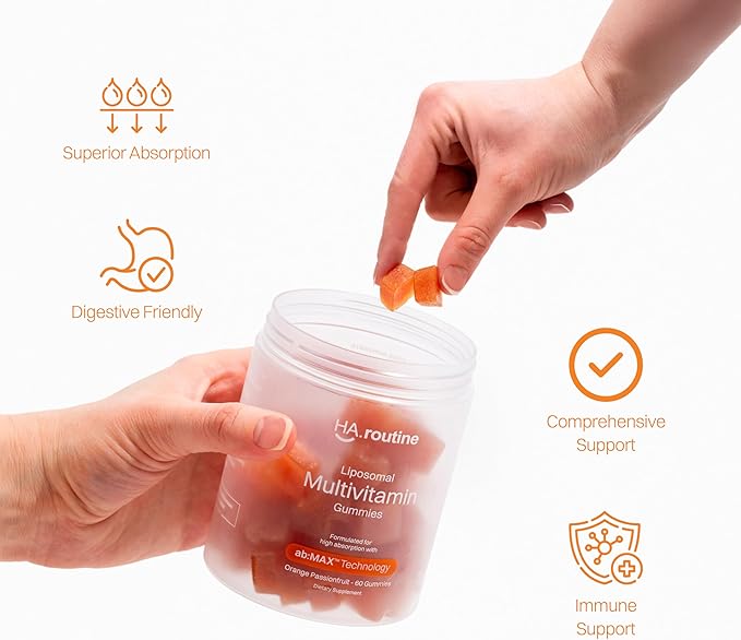 Liposomal Multivitamin Gummies for Men &amp Women Orange Passion Fruit Flavor – 520 mg Liposomal Multi Complex with 14 Vitamins &amp Minerals Immune Support &amp Antioxidant Defense – 30 Servings