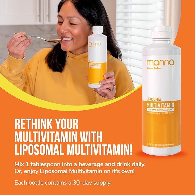 Manna Vitamins Evolved Liposomal Multivitamin - Daily Multivitamin Provides 20 Vitamins and Minerals - Multivitamins for Men and Women - Boosts Immune System Supports Energy and Metabolism 2 Pack