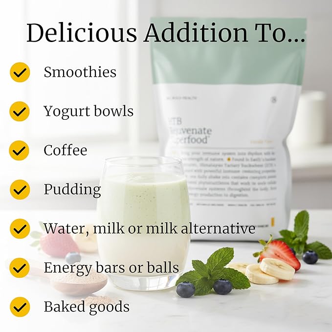 BIG BOLD HEALTH HTB Rejuvenate Superfood Plant-Based Protein Powder | Himalayan Tartary Buckwheat with Polyphenols &amp 17g Protein | Gut &amp Immune Support | Vanilla Flavor