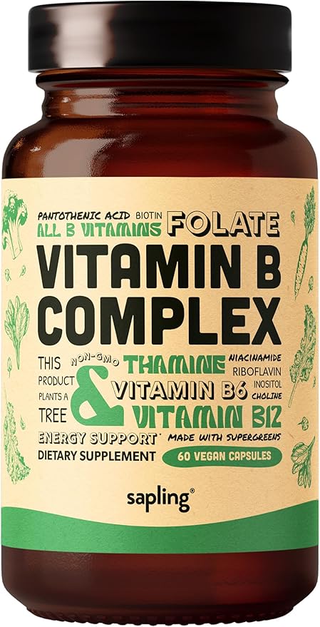 Algae Calcium &amp Vegan Vitamin B Complex Bundle - Calcium Supplement from Red Algae Essential B Vitamins with Whole Food Blend B1 B2 B3 B5 B6 B7 Folate
