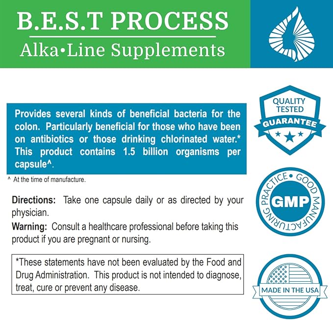 Alkadophilus (2 Pack) Best Process Alkaline — No Refrigeration Probiotic &amp Prebiotic Digestive Supplement — 1.5 Billion CFU of Good Bacteria &amp Beetroot