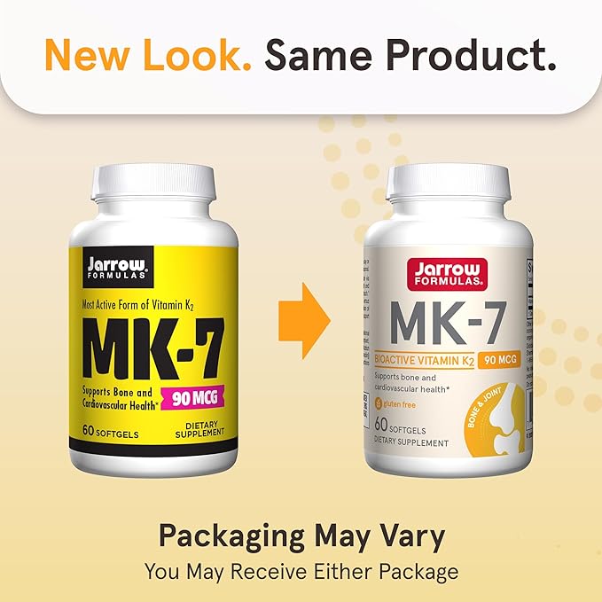 Jarrow Formulas MK-7 90mcg-Bioactive Form of VIT K2-60 Servings(Softgels)-for Bone &amp CV Health-VIT K2 MK-7 Dietary Supp-K2 VIT Supp MK-7-Gluten Free12 Pack