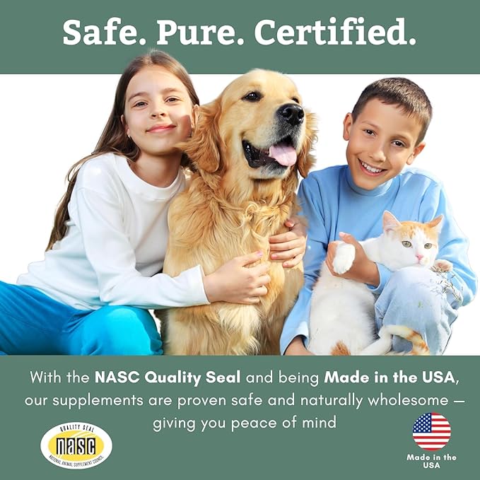 Wholistic Pet Organics Pure Powder Calcium for Dogs and Cats - Supports Strong Bones Teeth &amp Muscles - Sea Coral Cat and Dog Calcium Supplement with 72 Trace Minerals - Pet Food Topper - 60 Scoop