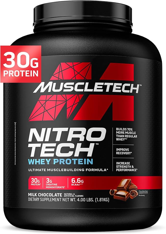 Muscletech Whey Protein Powder &amp BCAA Amino Acids Powder Muscle Building Formula with Whey Isolate Peptides BCAAs &amp Electrolytes (4 Pound 40 Servings)