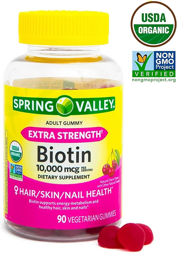 Spring Valley Biotin 10000mcg Vegetarian Gummy Supplement 90ct +Better Guide Vitamins Supplements