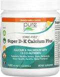 Ionic Fizz Super D-K Calcium Plus by Pure Essence - with Extra Magnesium Vitamin D3 Vitamin K2 - Orange Vanilla - 14.82oz