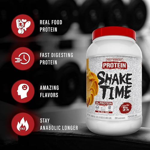 5% Nutrition Rich Piana Shake Time | 24g Animal Based Protein Drink | Grass-Fed Beef Isolate Chicken Whole Egg | No Sugar Dairy or Soy | (Strawberry Shortcake)