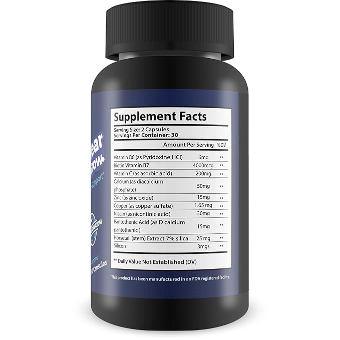 Fungus Clear Grow - Nail Skin &amp Hair Growth Support - Help Support Natural Hair Skin &amp Nails Growth with This Premium Formula Made with Biotin &amp 9 Other Ingredients