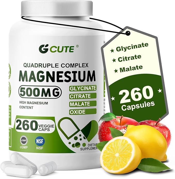 Magnesium Glycinate Complex Supplements 260 Capsules (130 Servings) | 500mg Magnesium Glycinate Citrate Malate &amp Oxide | High Absorption Vegan Gluten Free Easy to Swallow 260 Count (Pack of