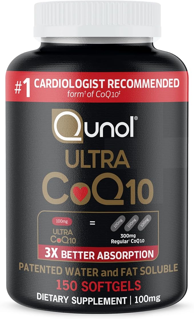 Qunol Ultra CoQ10 100mg Softgels- 3X Better Absorption Coenzyme Q10 Supplements - Antioxidant Supplement for Vascular and Heart Health &amp Energy Production - 5 Month Supply - 150 Count