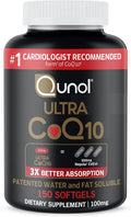 Qunol Ultra CoQ10 100mg Softgels- 3X Better Absorption Coenzyme Q10 Supplements - Antioxidant Supplement for Vascular and Heart Health &amp Energy Production - 5 Month Supply - 150 Count