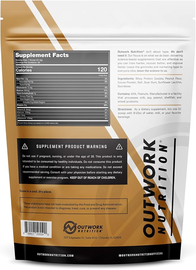 Outwork Nutrition Whey Isolate Protein Powder - Accelerates Muscle Building &amp Recovery - Low Lactose Gluten-Free - Post Workout Supplement - Enhanced Protein Synthesis Peanut Butter 1.8lbs