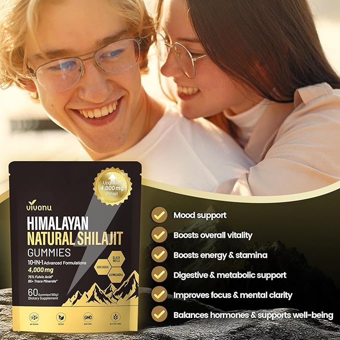 Shilajit Gummies Shilajit for Men &amp Women | 4000mg High Potency 10-in-1 Formula with Pure Himalayan Shilajit Ashwagandha and 75% Fulvic Acid | Sugar-Free Vegan 85+ Trace Minerals