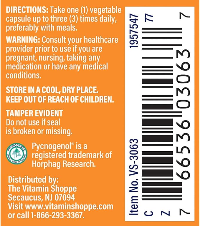 The Vitamin Shoppe Pycnogenol 100mg Antioxidant That Supports Cardiovascular (30 Capsules)