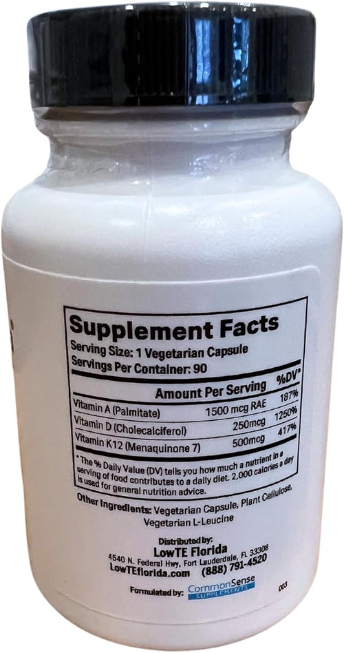 ADK 10-90 Capsules I Vitamin D3 K2 &amp A Multivitamin Supplement for Stronger Bones Teeth &amp Heart* and Normal Blood Pressure* High Potency Vitamin ADK with Vitamin D3 10000 iu